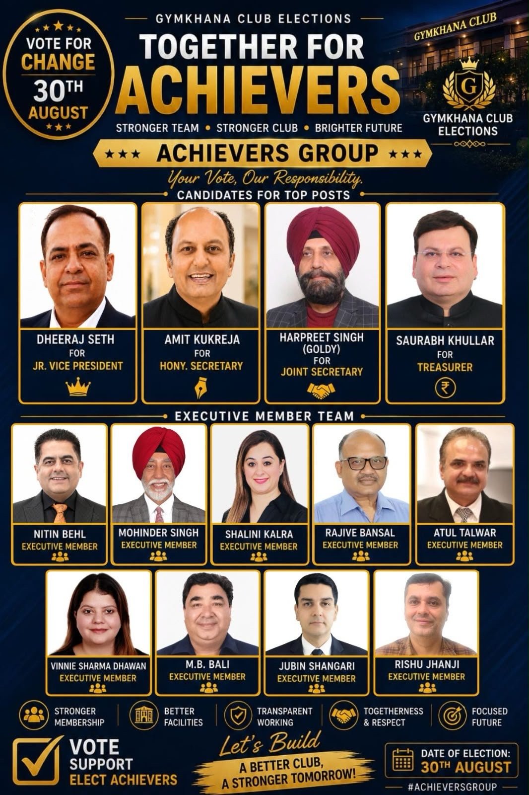 अचीवर्स ग्रुप ने जालंधर जिमखाना क्लब चुनाव के लिए जारी किया 20 सूत्रीय घोषणापत्र