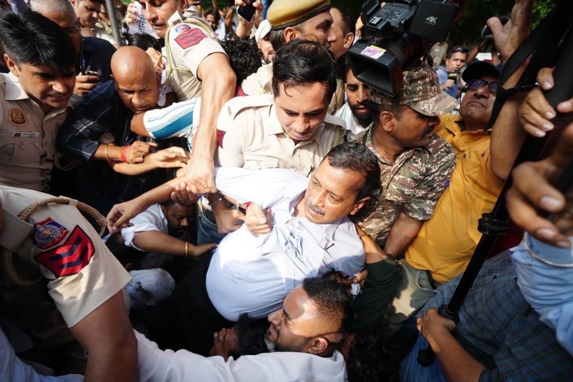 पुलिस हिरासत में केजरीवाल का देश से अपील, ‘‘सब लोग दिल्ली चलो’’