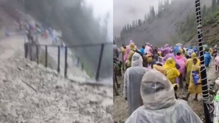 अमरनाथ यात्रा में बादल फटा,पत्थर गिरने से एक श्रद्धालु की मौत, कई घायल यात्रा रोकी